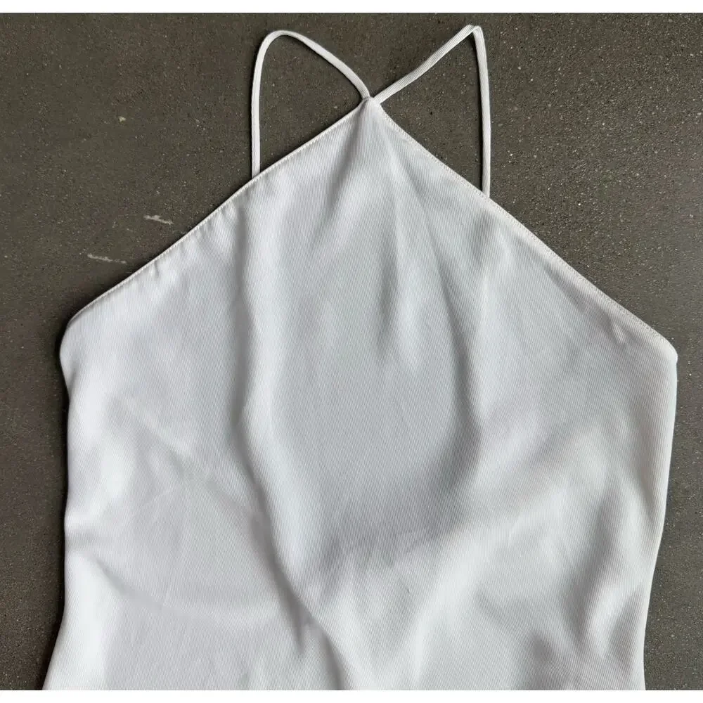 Amanda Uprichard White Halter Open Back Midi Dress Women’s Medium‎ Minimalist